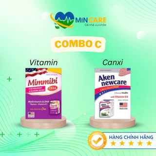 COMBO Mimmibi + Aken Newcare | Bổ sung VITAMIN & KHOÁNG CHẤT & CANXI cho mẹ bầu | Không gây táo bón | Nhập khẩu Mỹ