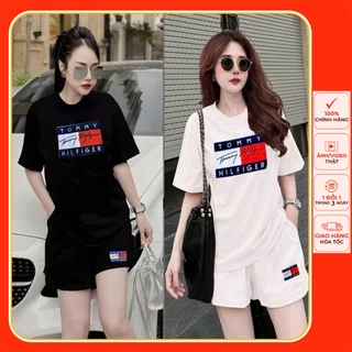 Bộ đồ short nữ cotton Áo thêu chữ TOM.MY cực ngầu trẻ trung SANG XỊN XÒ