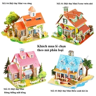 （Chọn lẻ 1)Mô hình Biệt thự Mini - Đồ chơi lắp ráp mô hình 3D bằng bìa xốp cho bé bộ lắp ráp thông minh