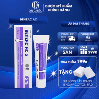 Gel chấm giảm mụn Benzac 2.5% và 5% Benzoyl Peroxide 15g/60g