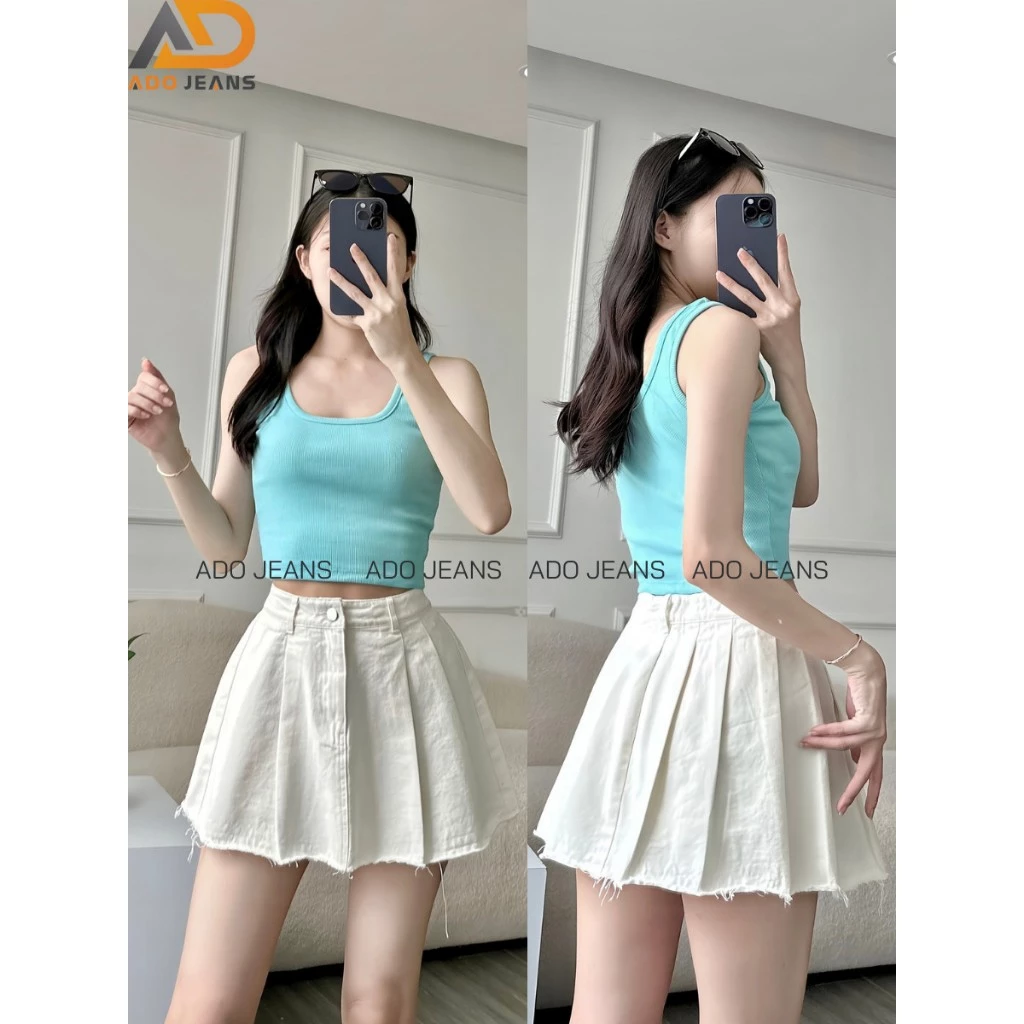 Chân váy kaki  xếp ly, chân váy chất thô chíp ly xòe xinh sắn(CVX)