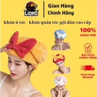 (Chọn Màu)Khăn ủ tóc - Khăn quấn tóc gội đầu cao cấp, vải cotton mềm mại mũ ủ tóc gội đầu hình nơ dễ thương cho nữ