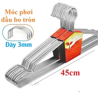 Móc Inox Treo Quần Áo Người Lớn - Dày 3mm - Đầu Bo Tròn (MẪU MỚI 45cm)