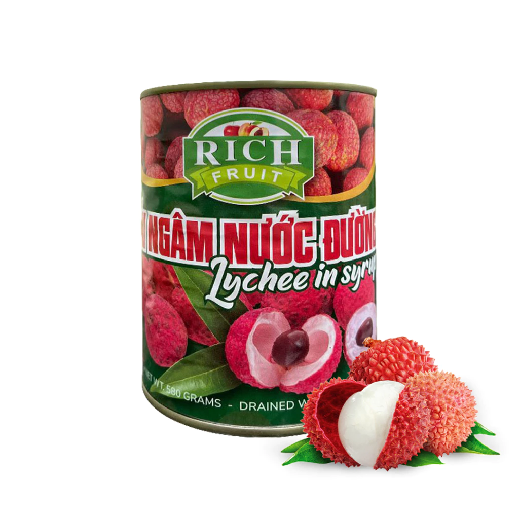 Vải Thiều Ngâm Nước Đường Rich 580G