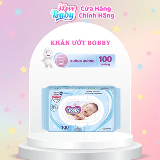 (HSD T11/2026) Khăn Giấy Ướt Bobby Không Mùi -Loại 100 tờ