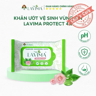 Lavima Khăn ướt vệ sinh vùng kín LAVIMA Protect 4.0 gói 10 miếng giúp vùng kín luôn sạch sẽ, khô thoáng