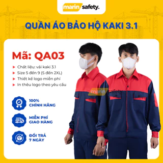 Quần áo bảo hộ lao động thương hiệu AGOTA QA03 vải kaki 3/1 phối màu dày dặn, bền bỉ, thoáng mát khi sử dụng