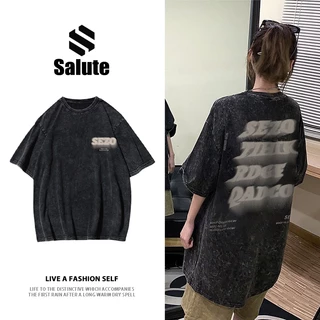 Áo wash phông nữ versatile Salute áo thun vintage ngầu unisex ulzzang 100% cotton Y0770