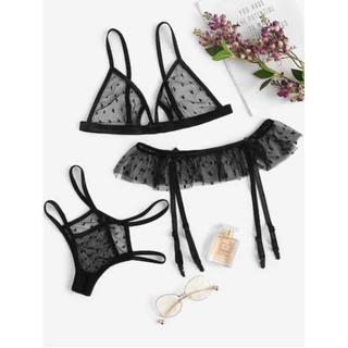 BK187 - SET 3 MÓN Bộ Đồ lót lọt khe quyến rũ cho nữ -Set đồ ngủ sexy xuyên thấu  Kelly Wang