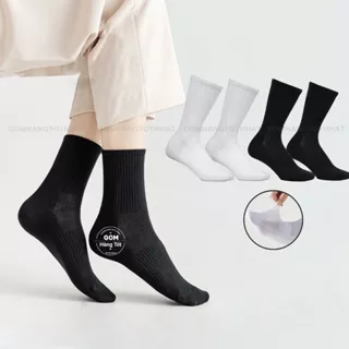 Tất cổ cao nam nữ trơn màu chất liệu cotton thoáng mát, vớ trơn cao cổ unisex sọc gân tâm - LISU-TRONCAO-GANTAM