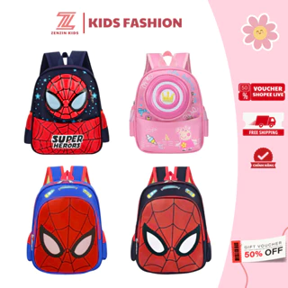 Balo mầm non cho bé trai và bé gái ZENZIN KIDS spider man đội trưởng mỹ, cặp mẫu giáo trẻ em từ 1-5 tuổi đi học đáng yêu