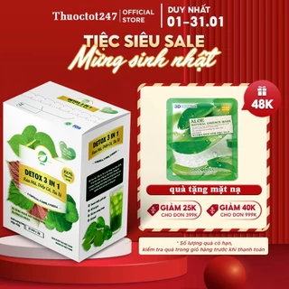 DETOX 3 IN 1: RAU MÁ,DIẾP CÁ, TÍA TÔ (HỘP 21 GÓI) + QUÀ TẶNG