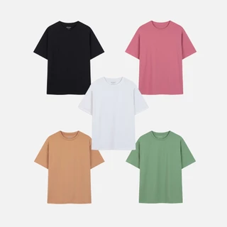 Áo thun Unisex  Basic Tee phông trơn nam nữ tay lỡ Free size form rộng 10 màu thương hiệu Meemdy