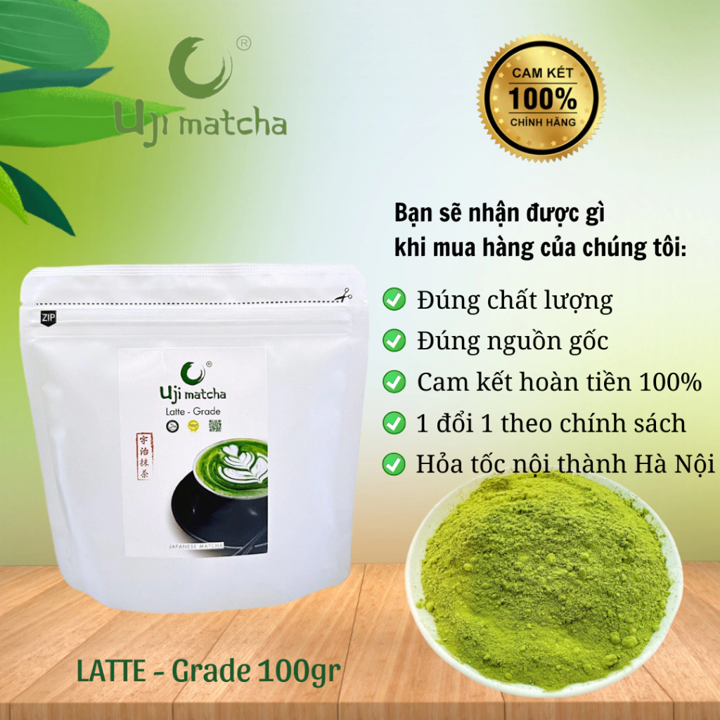 Bột trà xanh Uji Matcha LATTE - GRADE/Túi zip 100g;500g