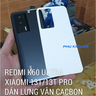 [Xiaomi Mi 13T/ 13T Pro/ Redmi K60 Ultra] Dán lưng 3D chống xước vân Cacbon - Carbon