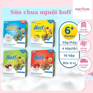 Combo sữa chua trẻ em Hoff 4 VỊ cho bé từ 6 tháng tuổi bổ sung men lợi khuẩn tốt cho tiêu hóa 4 LỐC (16hộp x 55g)