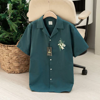 Áo sơ mi nam ngắn tay cổ vest BRECK CUBAN SHIRT vải Oxford cao cấp, sang trọng, thanh lịch - HUSSIO