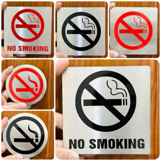 Biển cấm hút thuốc, No Smoking, không hút thuốc cao cấp bằng inox 304 sản phẩm có sẵn băng dính 2 mặt dán mọi vị trí