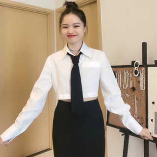 SƠ MI CROPTOP KÈM CÀ VẠT - A11