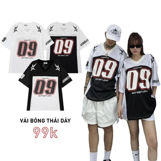 Áo Thun Nam Nữ Số 09 Chất Liệu Cổ Tym Cotton 100% Form Rộng OverSize Áo Thun Phối Bóng Rổ Karants Local Brand