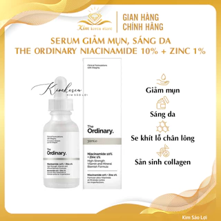 Serum giúp giảm mụn, sáng da se khít lỗ chân lông The ordinary Niacinamide 10% + ZinC 1%