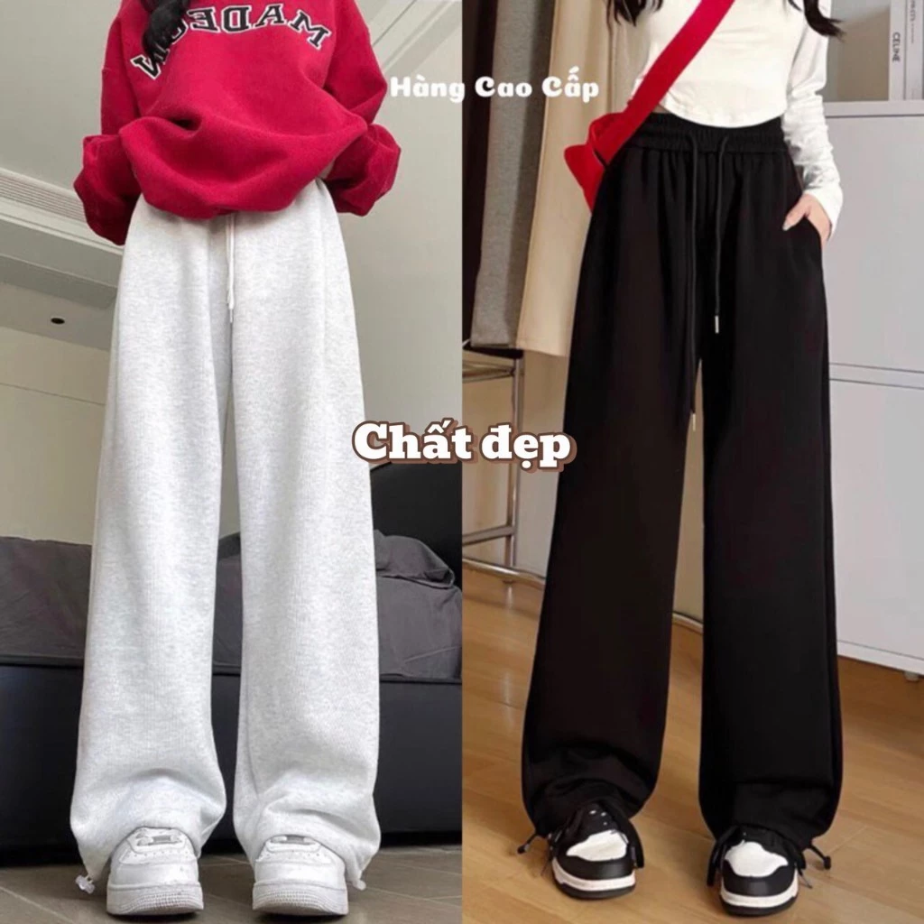 Quần ống rộng nữ Unisex lưng thun bo gấu chất vải nỉ hàn dày dặn siêu hot MÃ 705