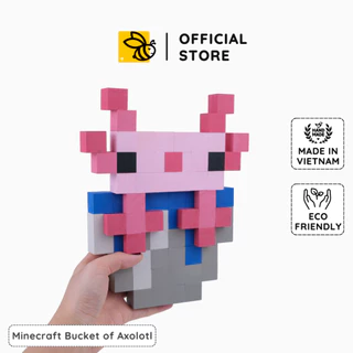 Mô Hình Gỗ Xô Kỳ Nhông Minecraft Axolotl bucket - Đồ Thủ Công 3D Pixel