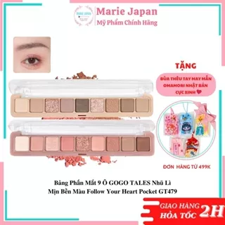 Bảng Phấn Mắt 9 Ô GOGO TALES Nhũ Lì Mịn Bền Màu Follow Your Heart Pocket GT479