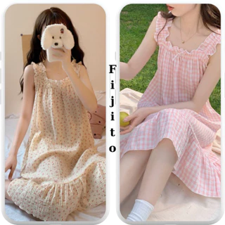 váy ngủ đầm ngủ nữ chất cotton họa tiết hoa cao cấp siêu xinh cho chị em mặc nhà FIJITO BN017