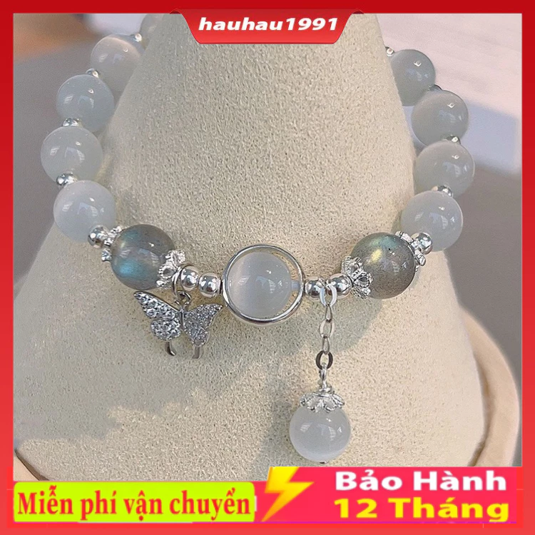 Vòng Tay Chuỗi Hạt Đá Mặt Trăng Hình Bướm Nhân Tạo Thời Trang Hàn Quốc Mới