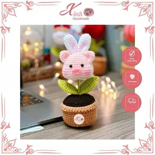 Chậu hoa len Xinh Handmade dễ mini dễ thương