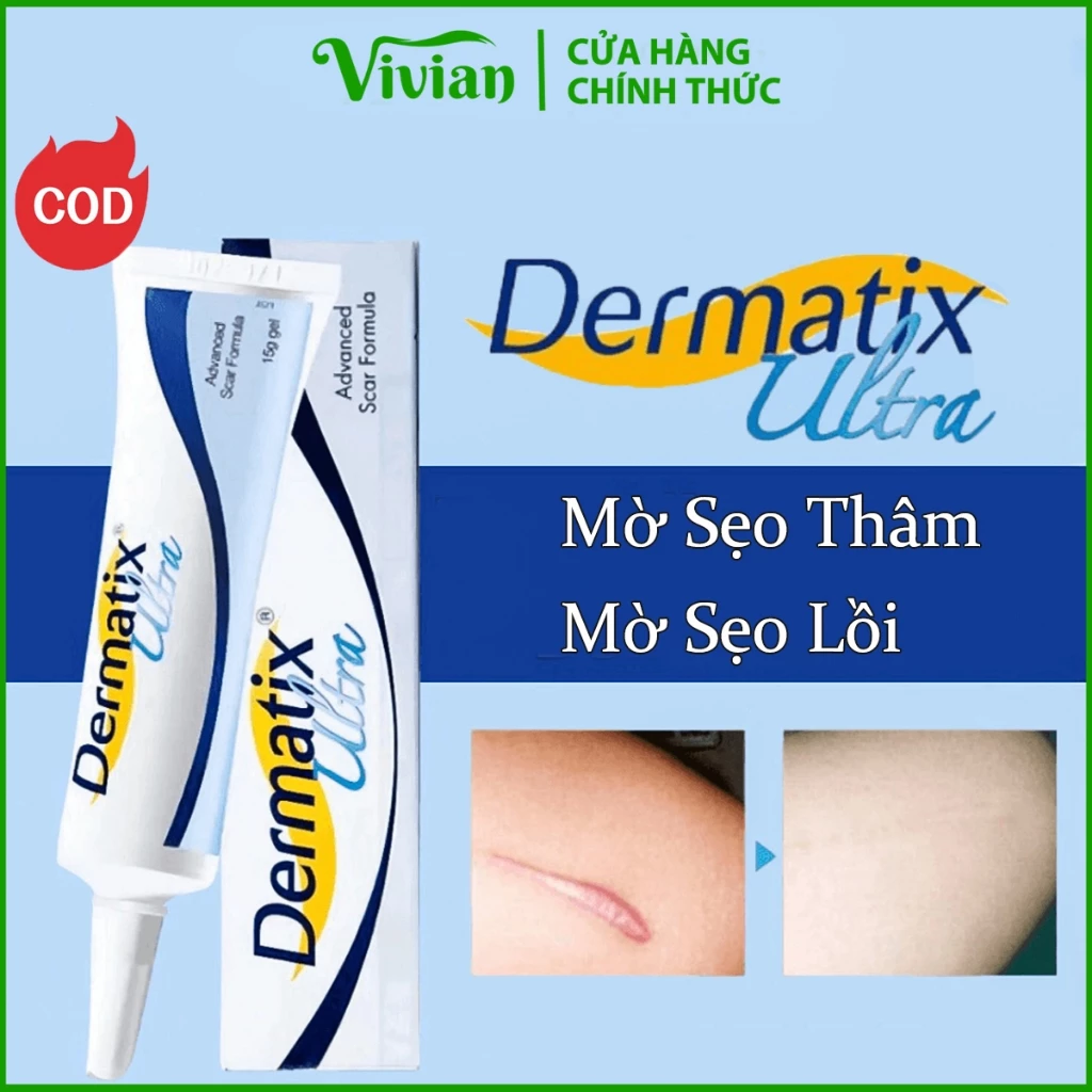 Gel Làm Mờ Sẹo Thâm Dermatix Ultra 15g và làm phẳng sẹo lồi