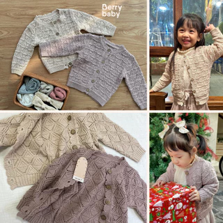 Áo khoác cardigan bé gái BERRY BABY Cardigan len thêu đáng yêu dài tay mùa xuân thu ANNA