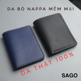 Ví nam da bò thật dáng đứng 9x11,5 cm thương hiệu ví da SAGO