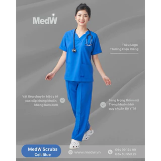 MedW Scrubs (Nữ) Ceil Blue Bộ Trang Phục Y Tế Thẩm Mỹ Spa Phòng Khám Bệnh Viện Mềm Êm như lụa