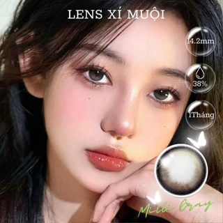 Lens Cận Xám Xanh Giãn Vừa  Milli, Kính Áp Tròng màu xám xanh tự nhiên có độ