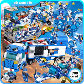 [700 Chi Tiết] Bộ đồ chơi lắp ráp lego Cảnh Sát Xanh, swat, lego máy bay chiến đấu đồ chơi cho bé