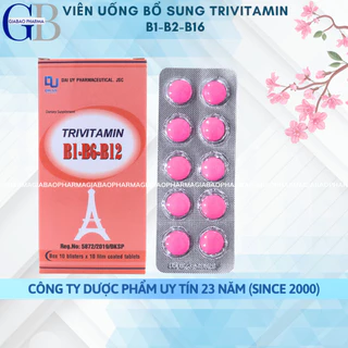 Viên uống bổ sung Trivitamin B1-B6-B12 bổ sung vitamin giúp bồi bổ sức khỏe, ăn ngon hơn, giảm mệt mỏi (H/100v)