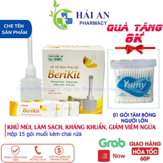 Bộ Thụt Rửa Vệ Sinh Phụ Nữ BeriKit Gồm 15 Gói Muối Và Chai Rửa