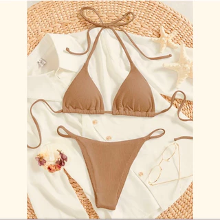 Lilly bikini 2 mảnh thun tăm nâu Tây dày siêu gợi cảm (nhiều màu)