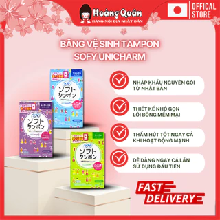 Băng Vệ Sinh Tampon Unicharm Sofy Japan Thấm Hút Tốt, Kháng Khuẩn | Hoàng Quân Hàng nội địa Nhật Bản