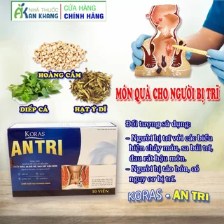 KORAS AN TRI - Hỗ trợ nhuận tràng, tăng cường sức bền thành mạch, giảm tình trạng giãn mạch, xuất huyết trĩ- HỘP 30viên