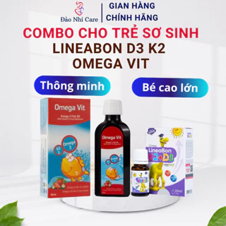 Combo cho bé 0m: Omega Vit 100ml & D3 K2 Lineabon 10ml giúp bé thông minh, cao lớn