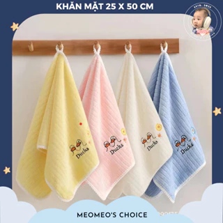 Khăn Mặt 25 x 50 Cm Siêu Thấm Hút Mềm Mại Chất Bông Cho bé Rửa Mặt Mẫu Giáo