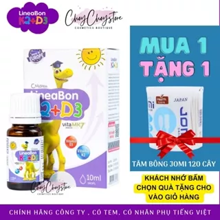 (KÈM QUÀ TẶNG) Siro nhỏ giọt LineaBon D3 K2 - tăng chiều cao, ngăn còi xương cho bé (Chai 10ml)