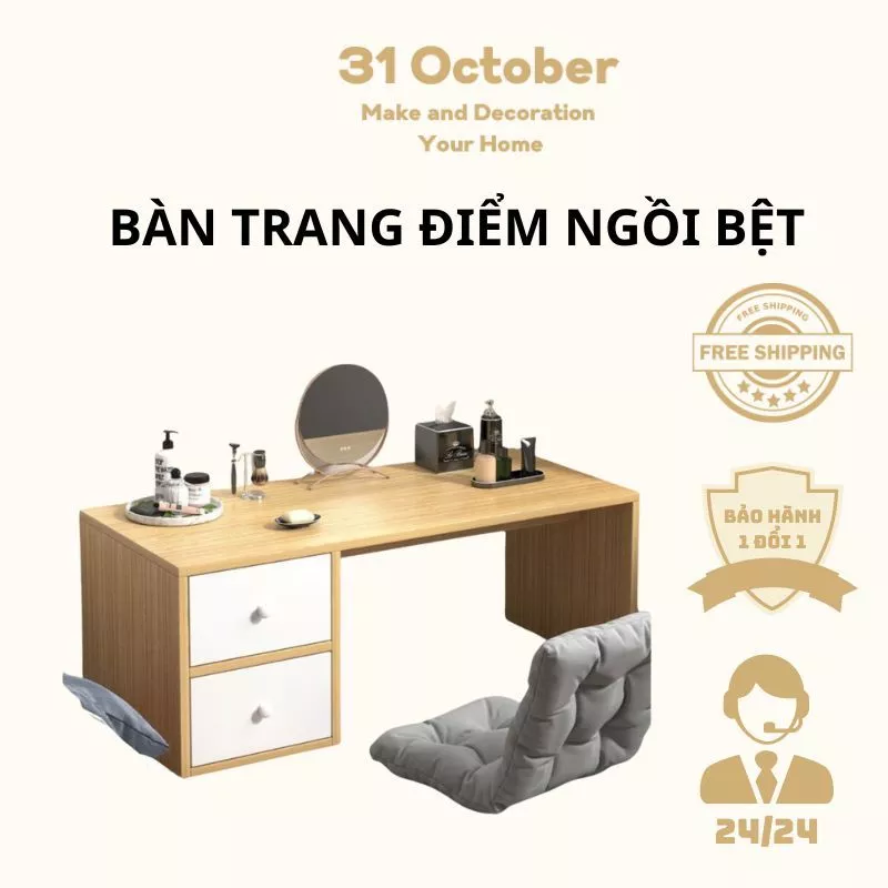 Bàn Trang Điểm Ngồi Bệt Có Ngăn Kéo - Bàn Làm Việc Ngồi Bệt Gỗ MDF Phủ Melamine Cao Cấp