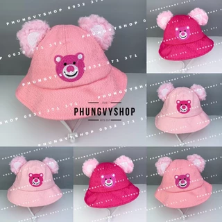 Bé 2-4 Tuổi/Vđ 52cm_Mũ bucket tai bèo vành trai gái trẻ em phungvyshop-nón BO gấu dâu lotso GẤM