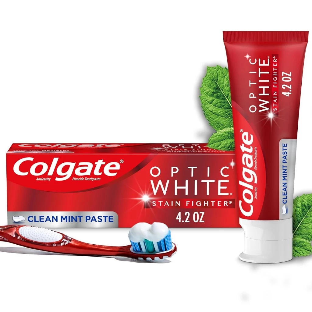 [Air, Hàng Mỹ] Kem đánh răng Colgate Optic White Stain Fighter Fresh Mint / Clear Mint Paste của Mỹ