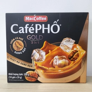 (HỘP Gold / CAFÉ PHỐ 290g / 10 gói) CÀ PHÊ SỮA (vị mượt mà sánh đậm) MACCOFFEE 3 in 1 Coffee (HALAL)