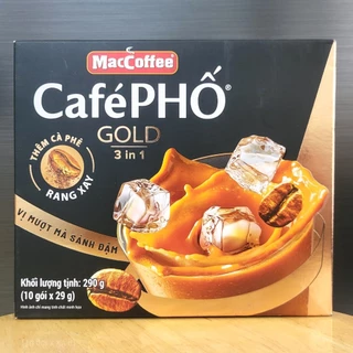 HỘP Gold - CAFÉ PHỐ 290g / 10 gói - CÀ PHÊ SỮA (vị mượt mà sánh đậm) MACCOFFEE 3 in 1 Coffee (HALAL)